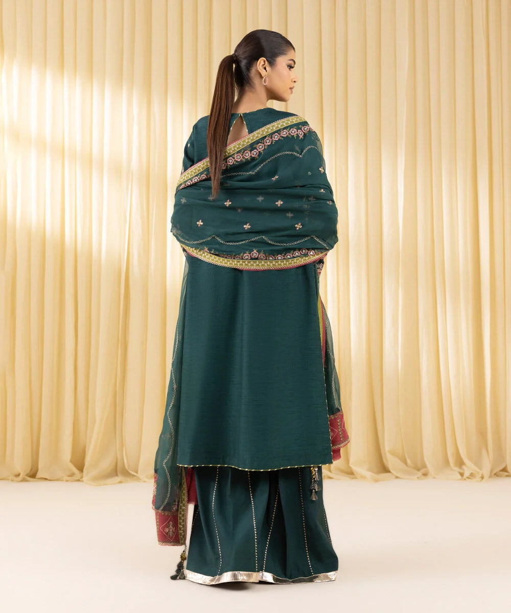 Sapphire 3Pc Embroidered Raw Silk Suit U3FEHE25V336 gulbuy.com