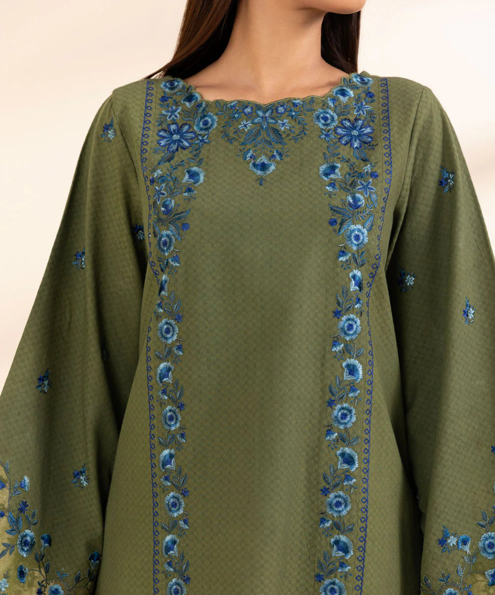 Sapphire 3Pc Embroidered Fabric Suit U3PEST24V937 gulbuy.com