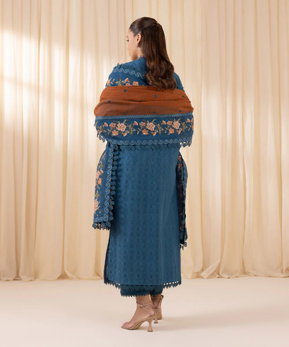Sapphire 3Pc Embroidered Karandi Suit U3PELX24V105 gulbuy.com