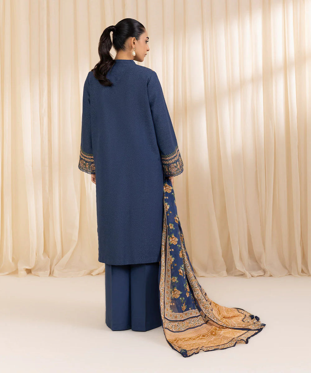 Sapphire 3Pc Embroidered Karandi Suit U3PEST24V101 gulbuy.com