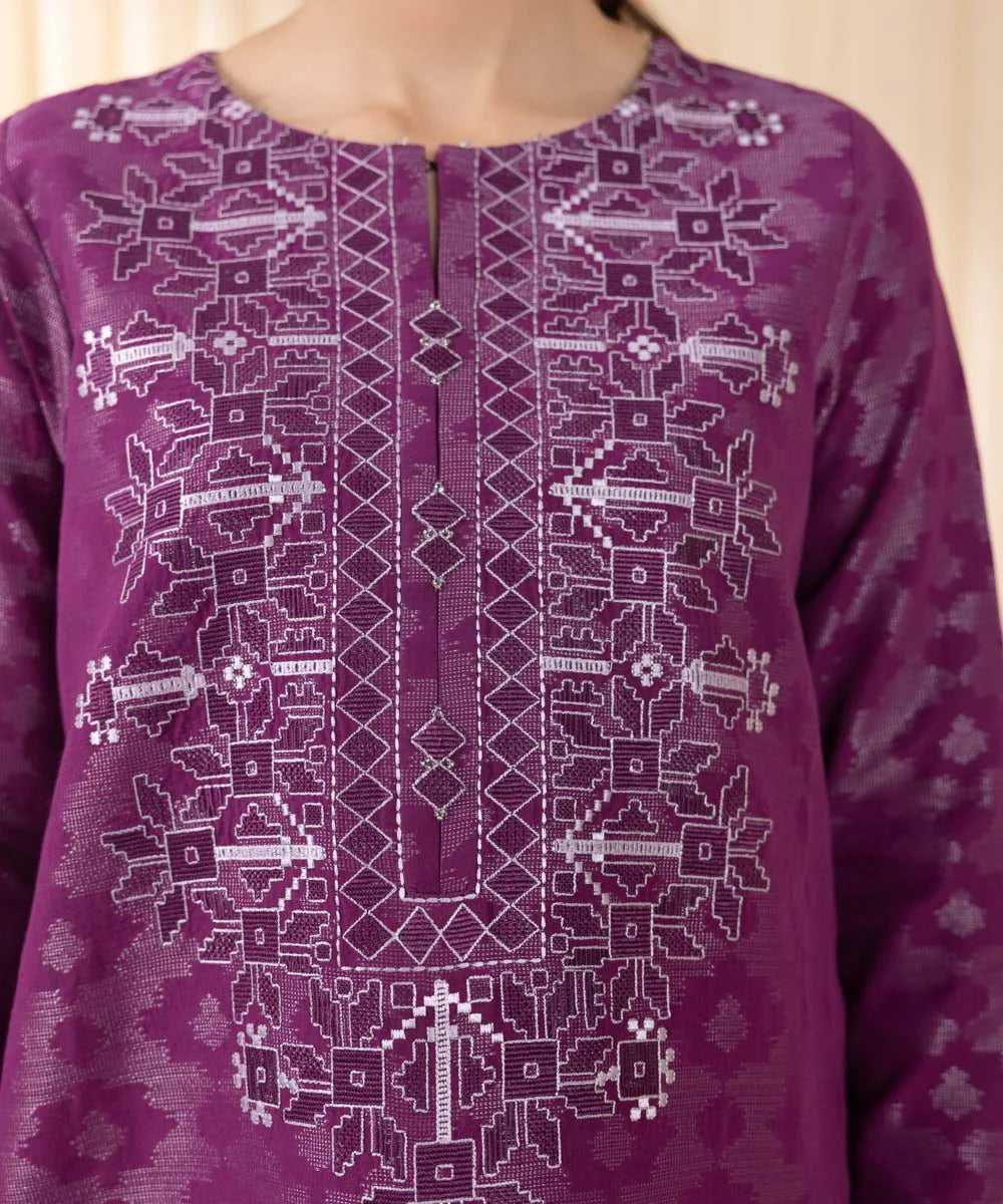Sapphire 3Pc Embroidered Jacquard Suit U3PEST24V107 gulbuy.com
