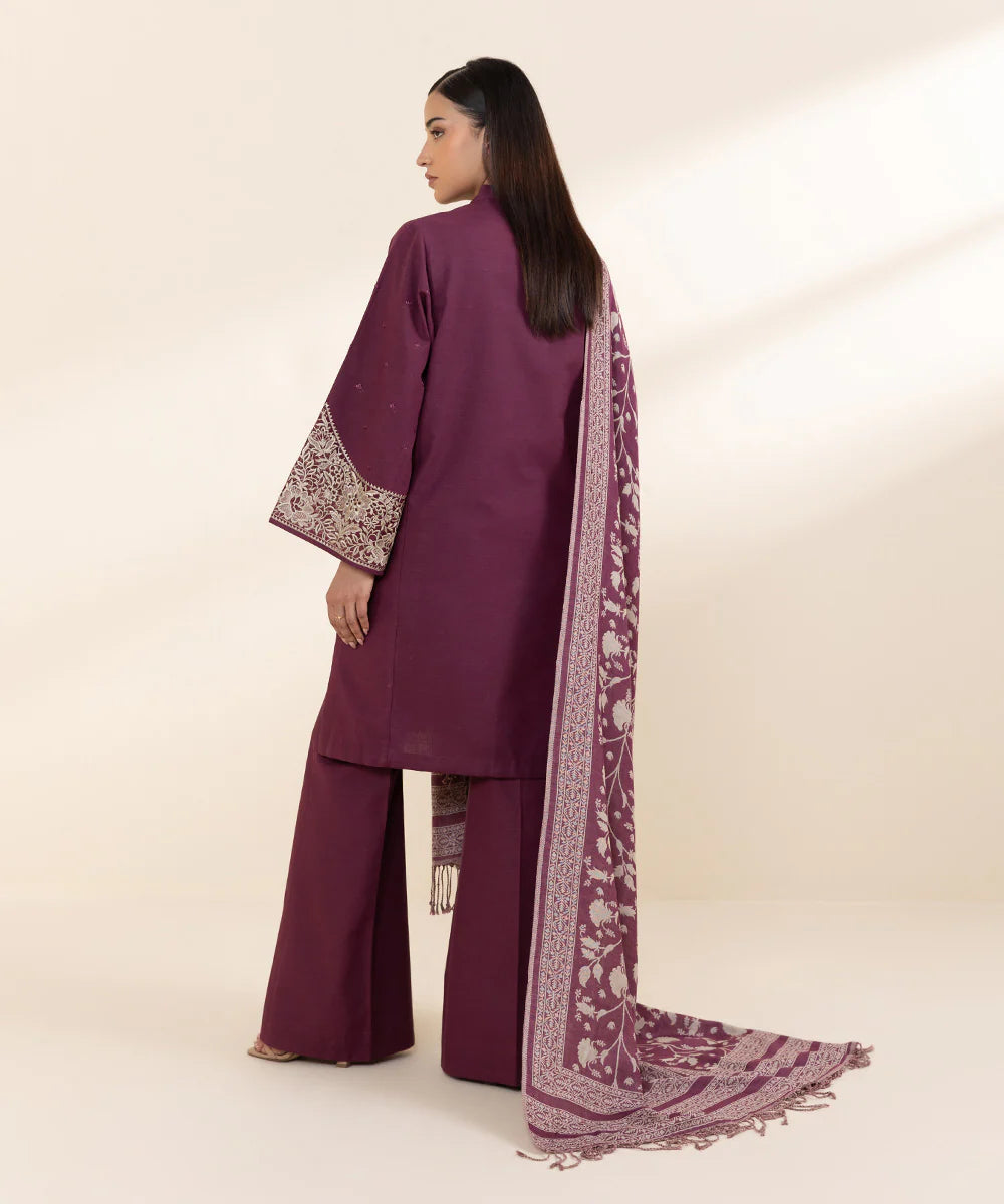 SAPPHIRE 3Pc Embroidered Khaddar Suit U3PEST24V820 gulbuy.com