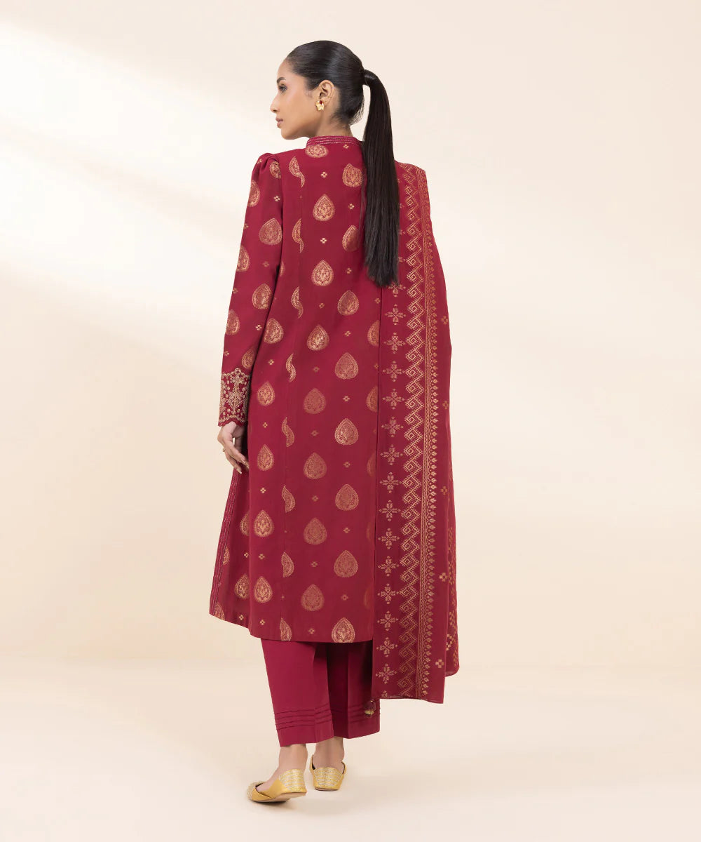 SAPPHIRE 3Pc Embroidered Jacquard Suit U3PEST24V911 gulbuy.com