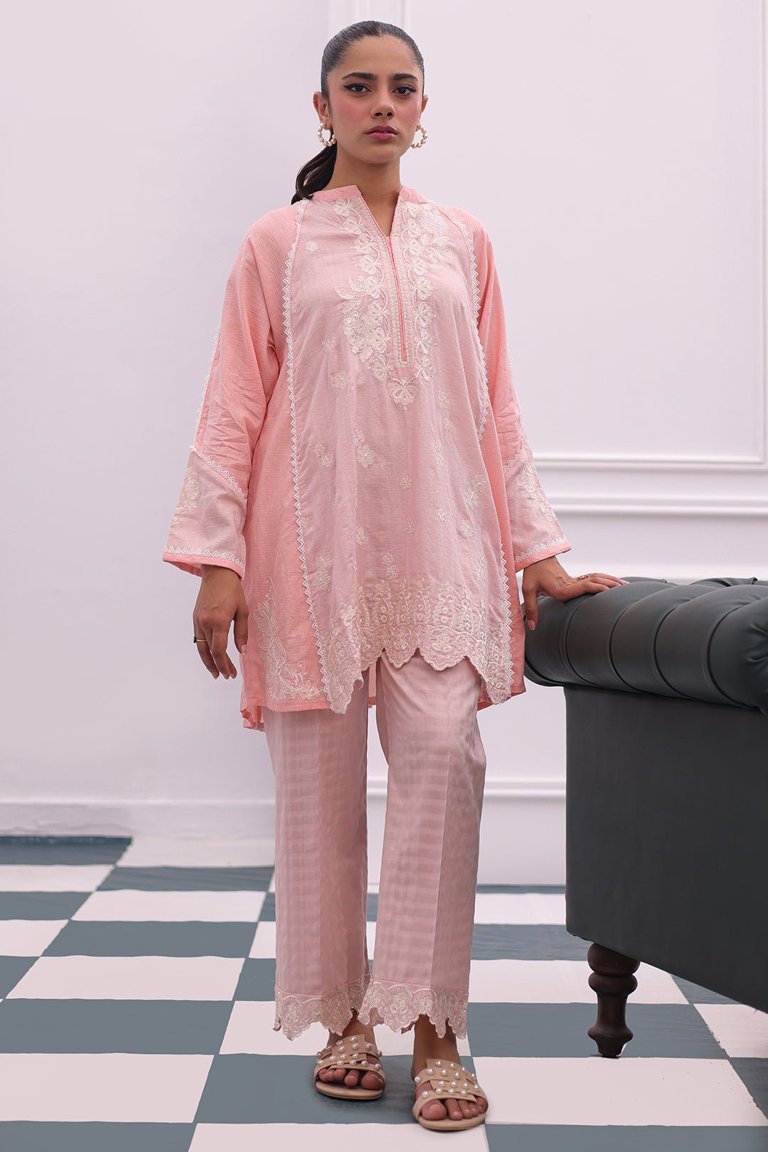 Zellbury Embroidered Jacquard Kurta & Trouser (WPW2120138)