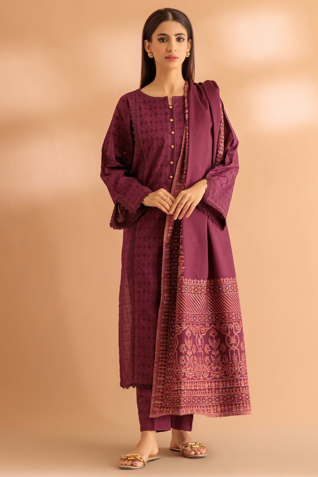 BONANZA SATRANGI 3PC EMBROIDERED JACQUARD SUIT (WS1233P20)