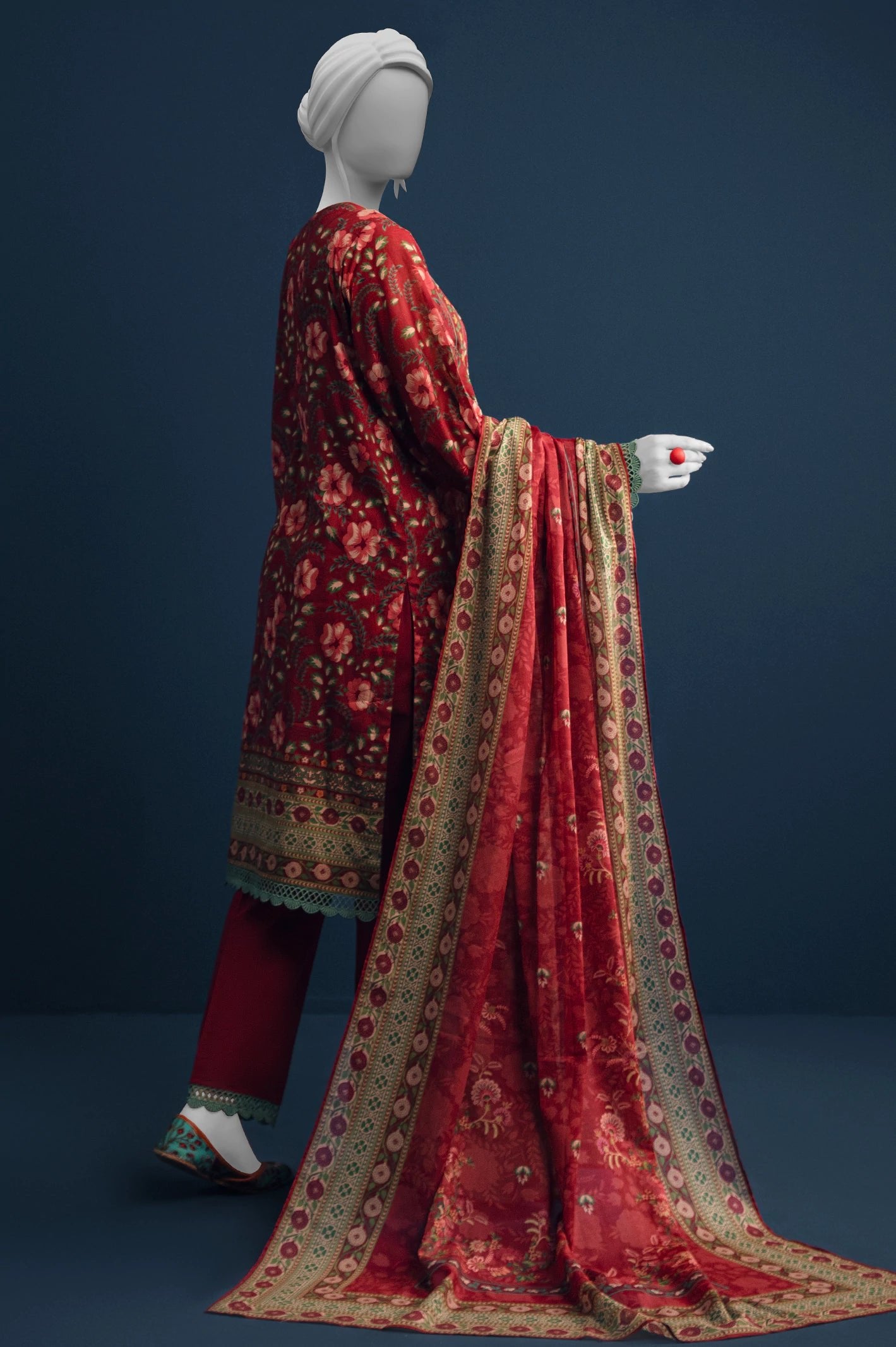 Diners 3Pc Printed Lawn Suit (WU31637-MAROON)