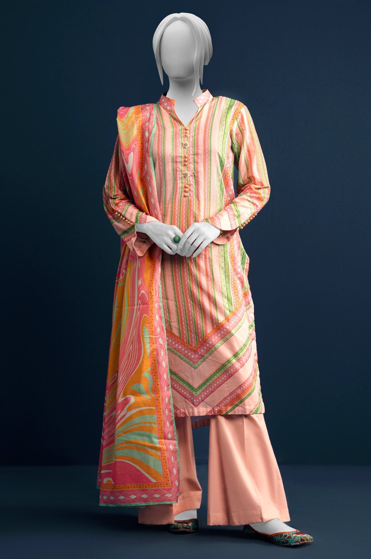 Diners 3Pc Printed Lawn Suit (WU31650-PINK)