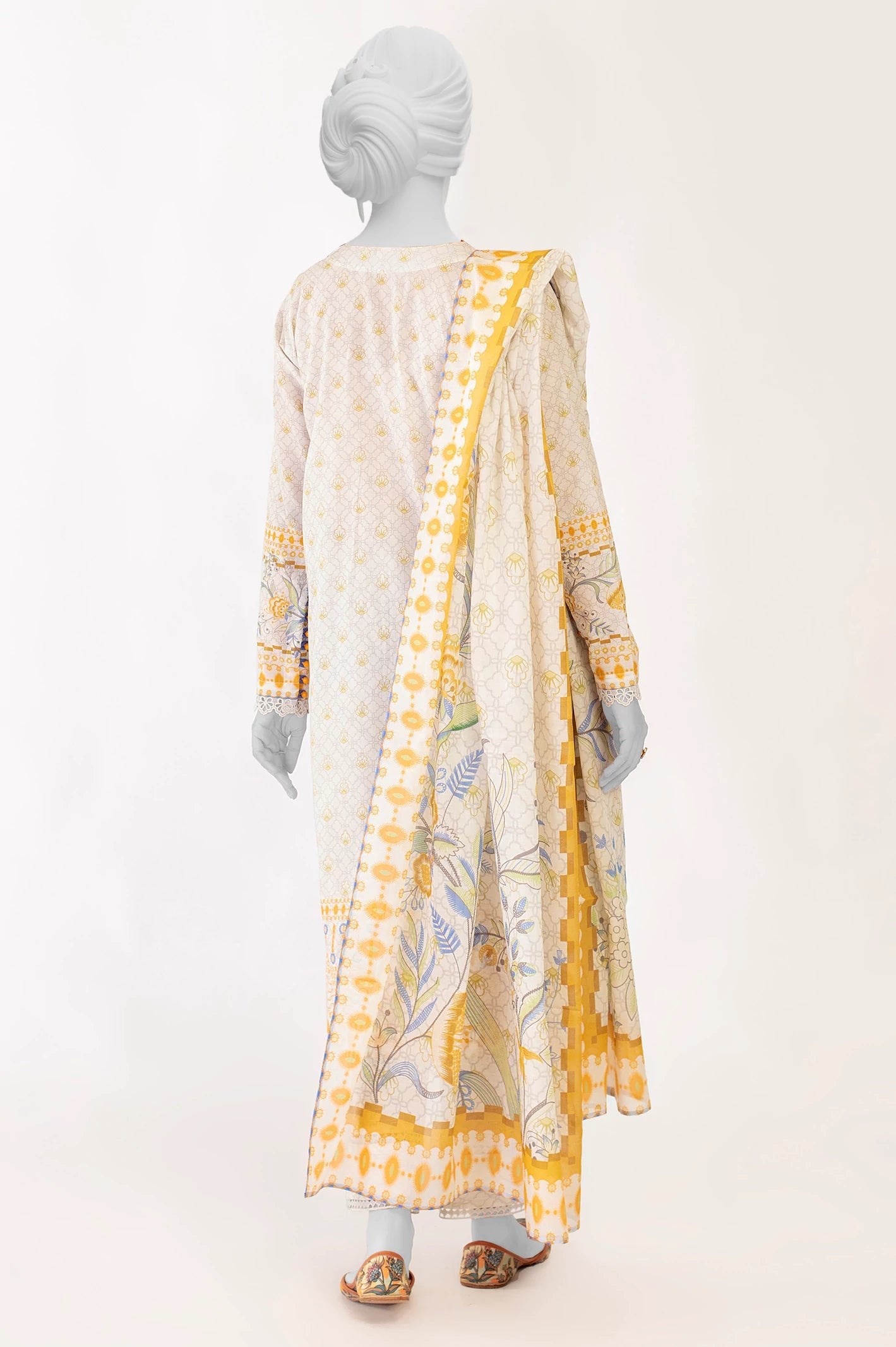 Diners 3Pc Printed Lawn Suit (WU31696-MUSTARD)