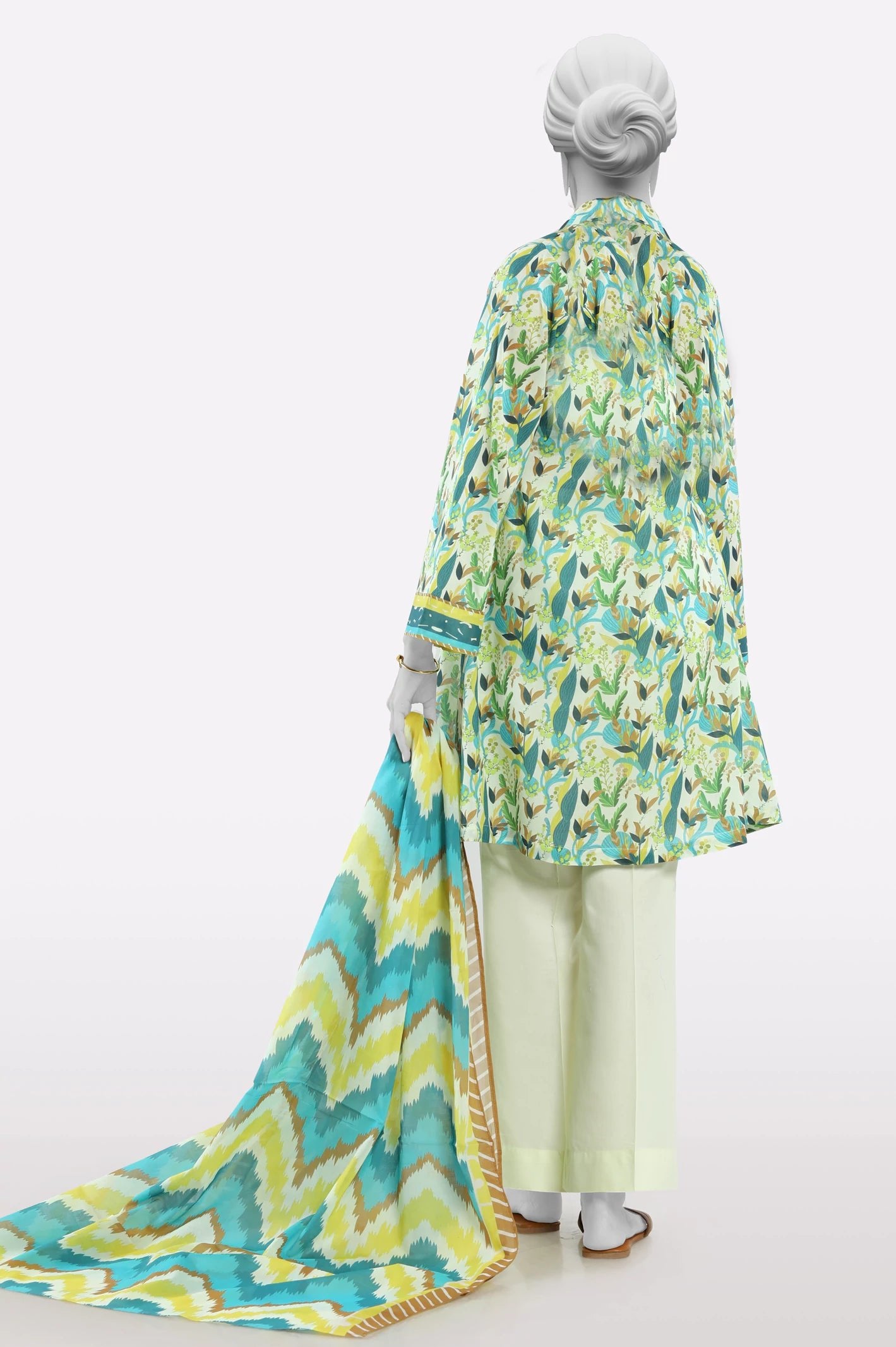 Diners 3Pc Printed Lawn Suit (WU31705-CREAM)