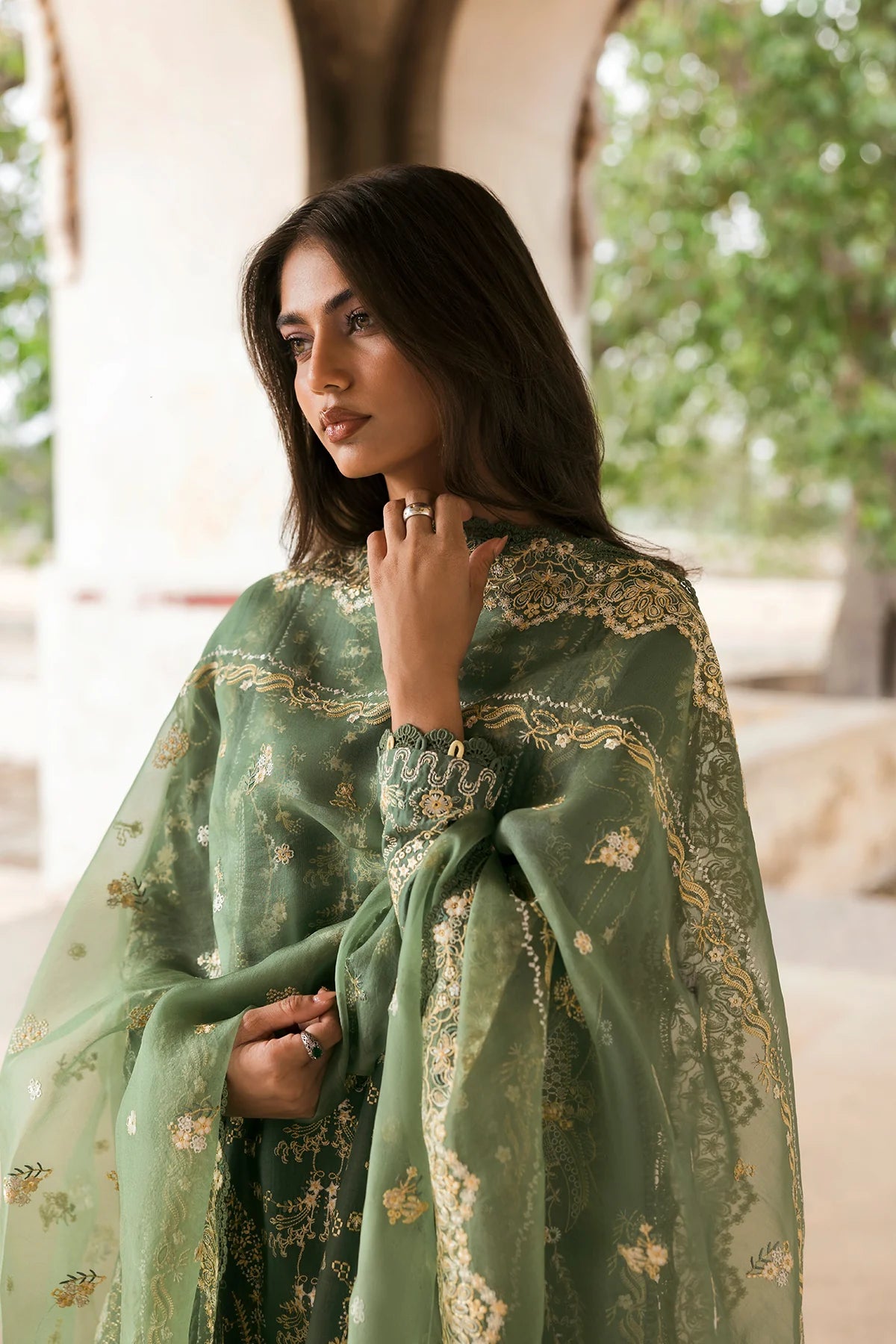 AFROZEH 3Pc Embroidered Lawn Suit Waadha gulbuy.com
