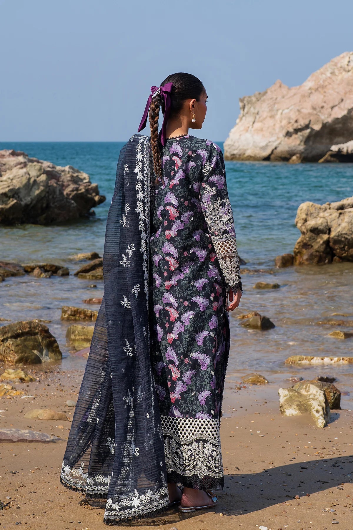 Afrozeh 3Pc Embroidered Lawn Suit Velour gulbuy.com