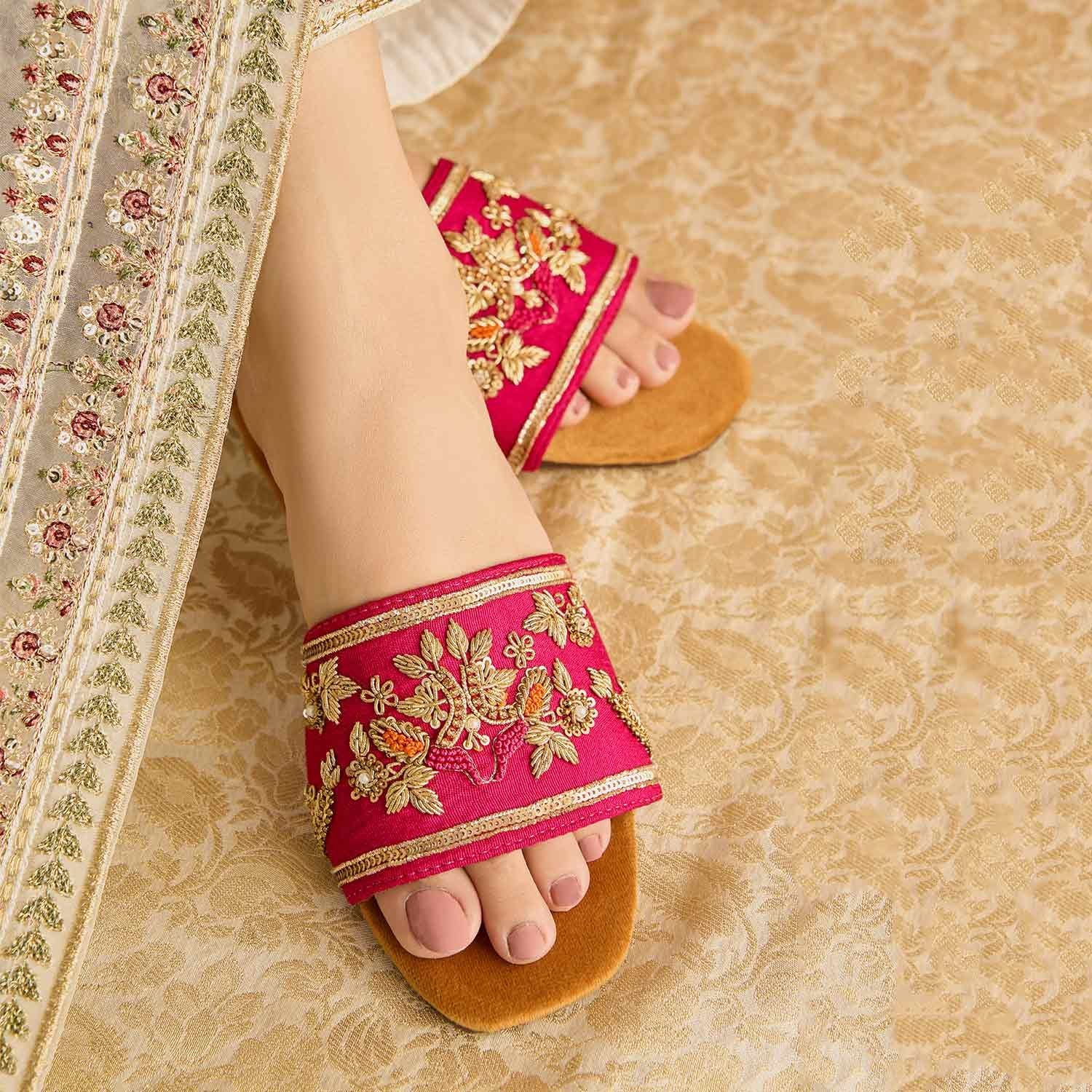 Dazzle Flat Slider Faux Leather Shoes Bulbul gulbuy.com