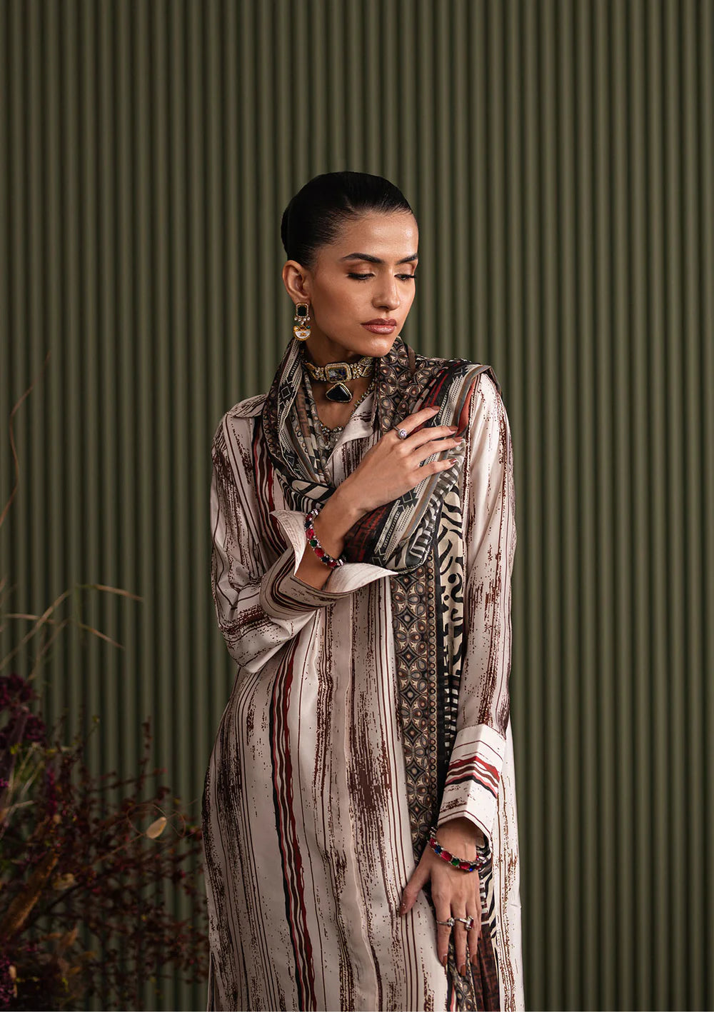 Aik Atelier 3Pc Digital Printed Silk Suit '25 D1 - LOOK 02 gulbuy.com