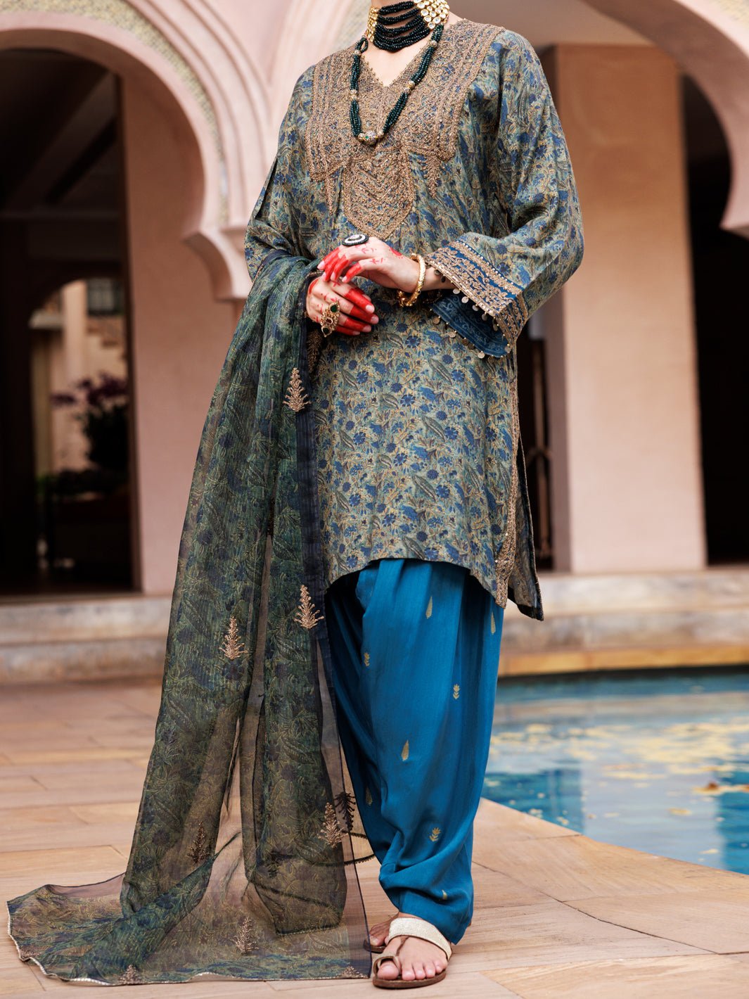 ALMIRAH 3 PIECE EMBROIDERED SILK SUIT (AL-3PS-LS-432)