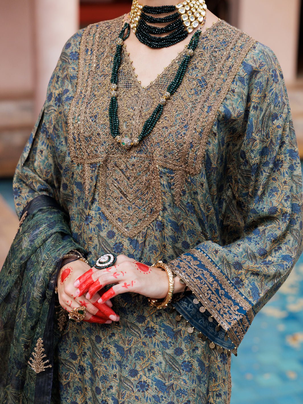 ALMIRAH 3 PIECE EMBROIDERED SILK SUIT (AL-3PS-LS-432)