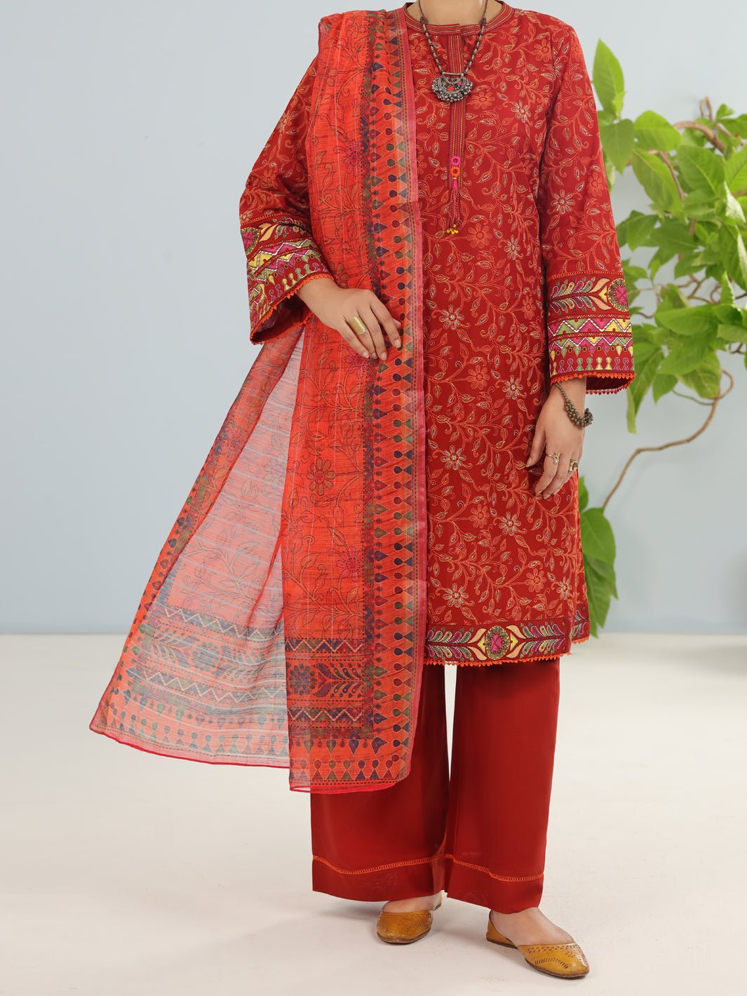 ALMIRAH LIGHT 3 PIECE RUST CAMBRIC SUIT (ALP-3PS-1883)