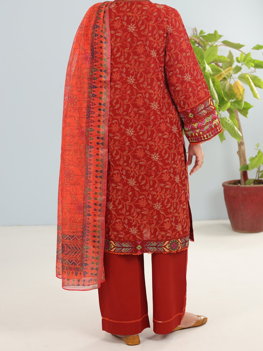 ALMIRAH LIGHT 3 PIECE RUST CAMBRIC SUIT (ALP-3PS-1883)