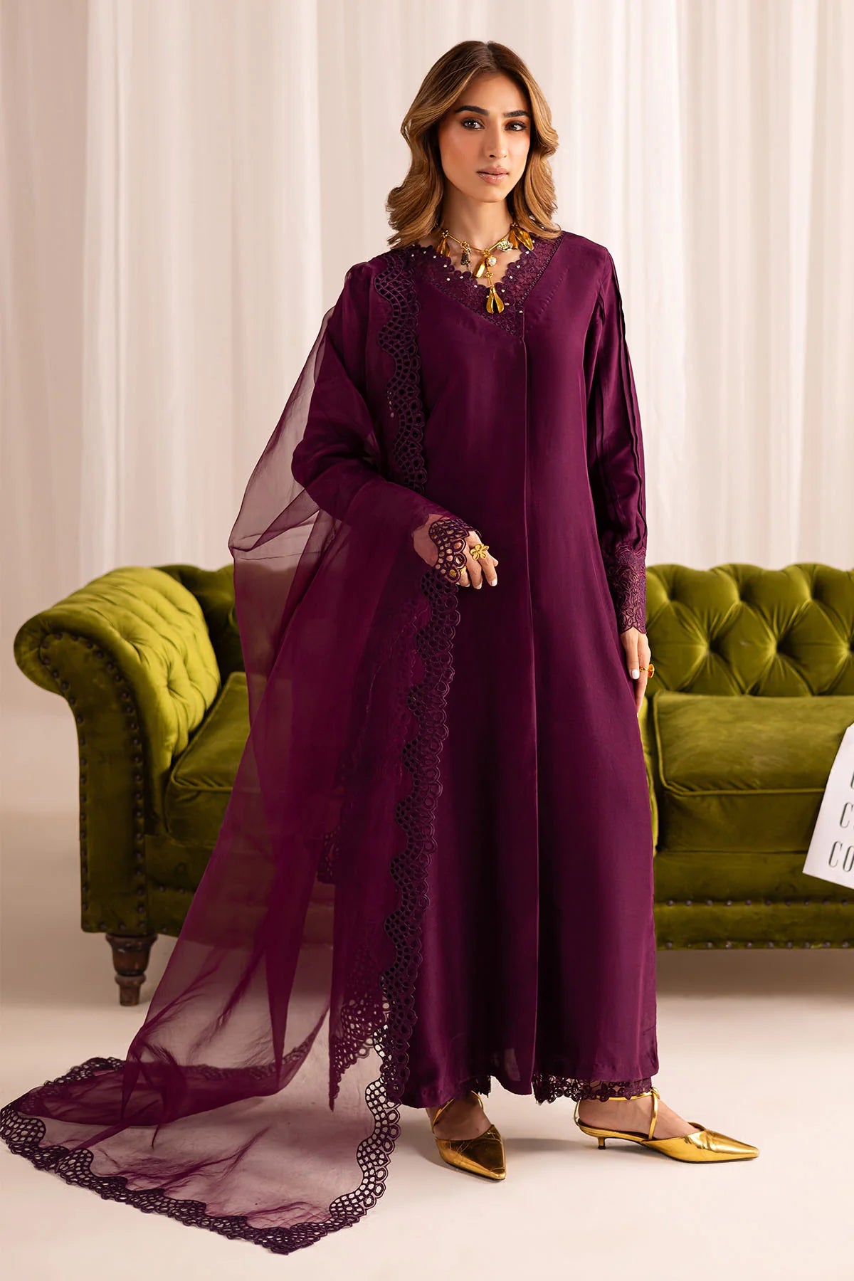Nureh 3Pc Embroidered Silk Suit NP-652 gulbuy.com