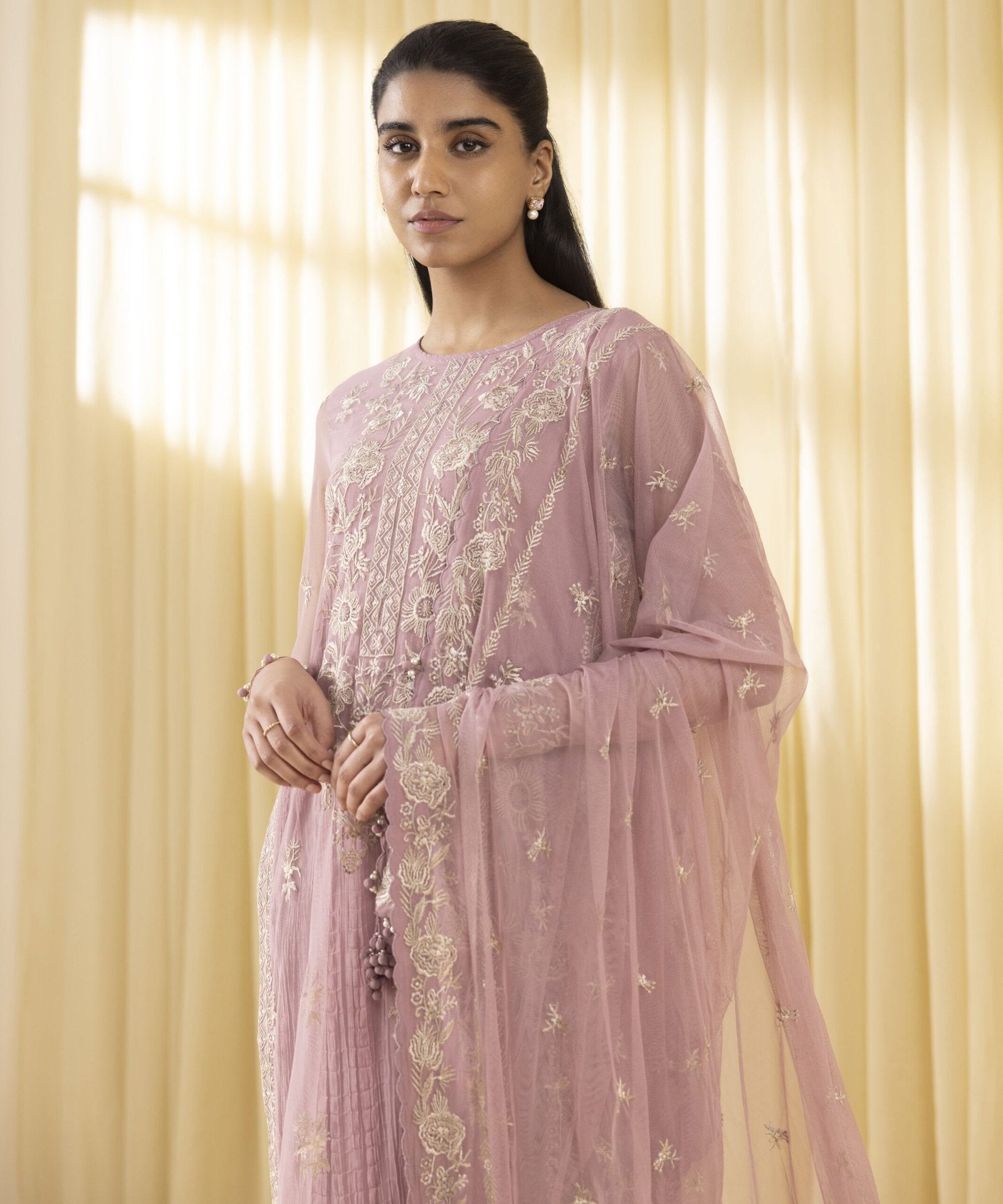 Sapphire 3Pc Embroidered Net Suit U3FEHE25V313 gulbuy.com
