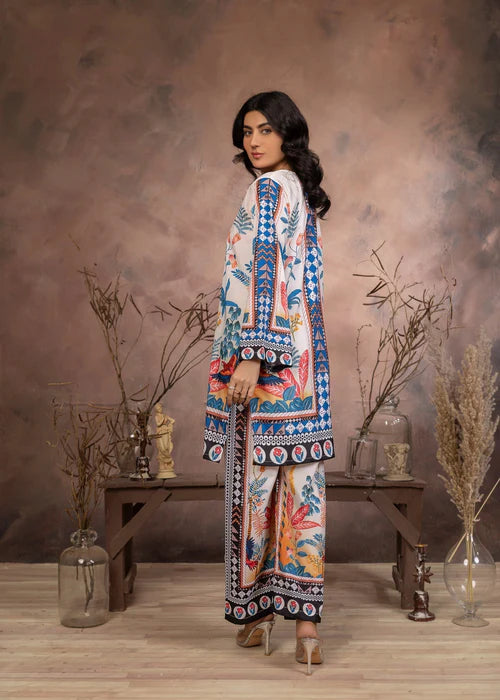 Khadija Sharif 2PC Printed Crepe Suit Saffron Serenity gulbuy.com