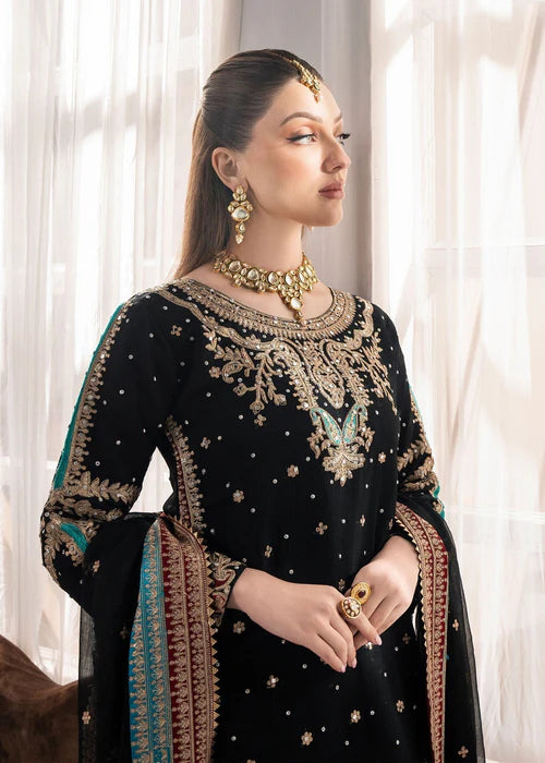 Haseens 3PC Embroidered Chiffon Suit Sadiya gulbuy.com