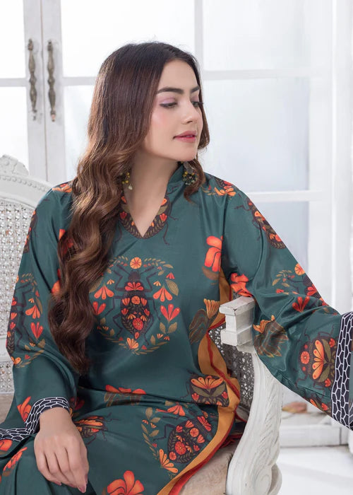 Khadija Sharif 2PC Printed Crepe Suit Lady Bug gulbuy.com