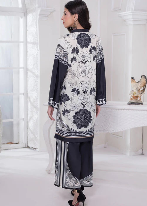 Khadija Sharif 2PC Printed Crepe Suit Ebony gulbuy.com
