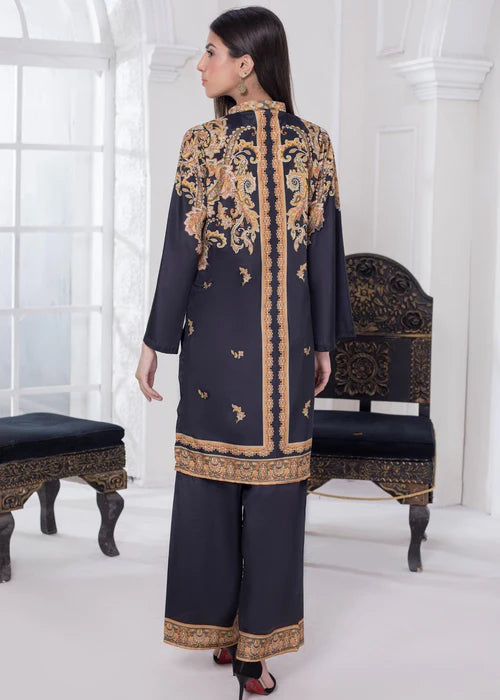Khadija Sharif 2PC Printed Crepe Suit Noire gulbuy.com