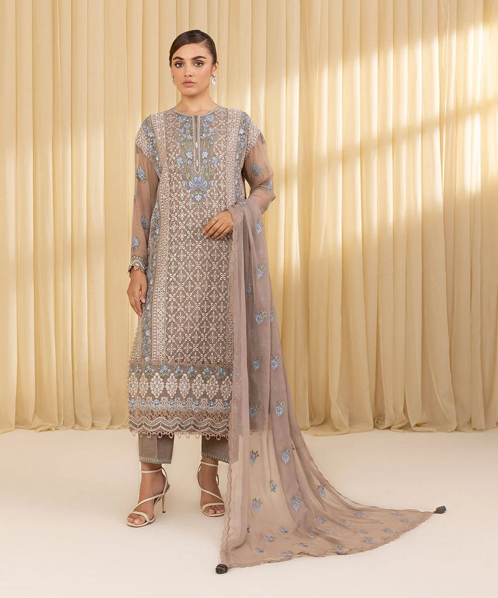 Sapphire 3Pc Embroidered Chiffon Suit U3FEHE25V324 gulbuy.com