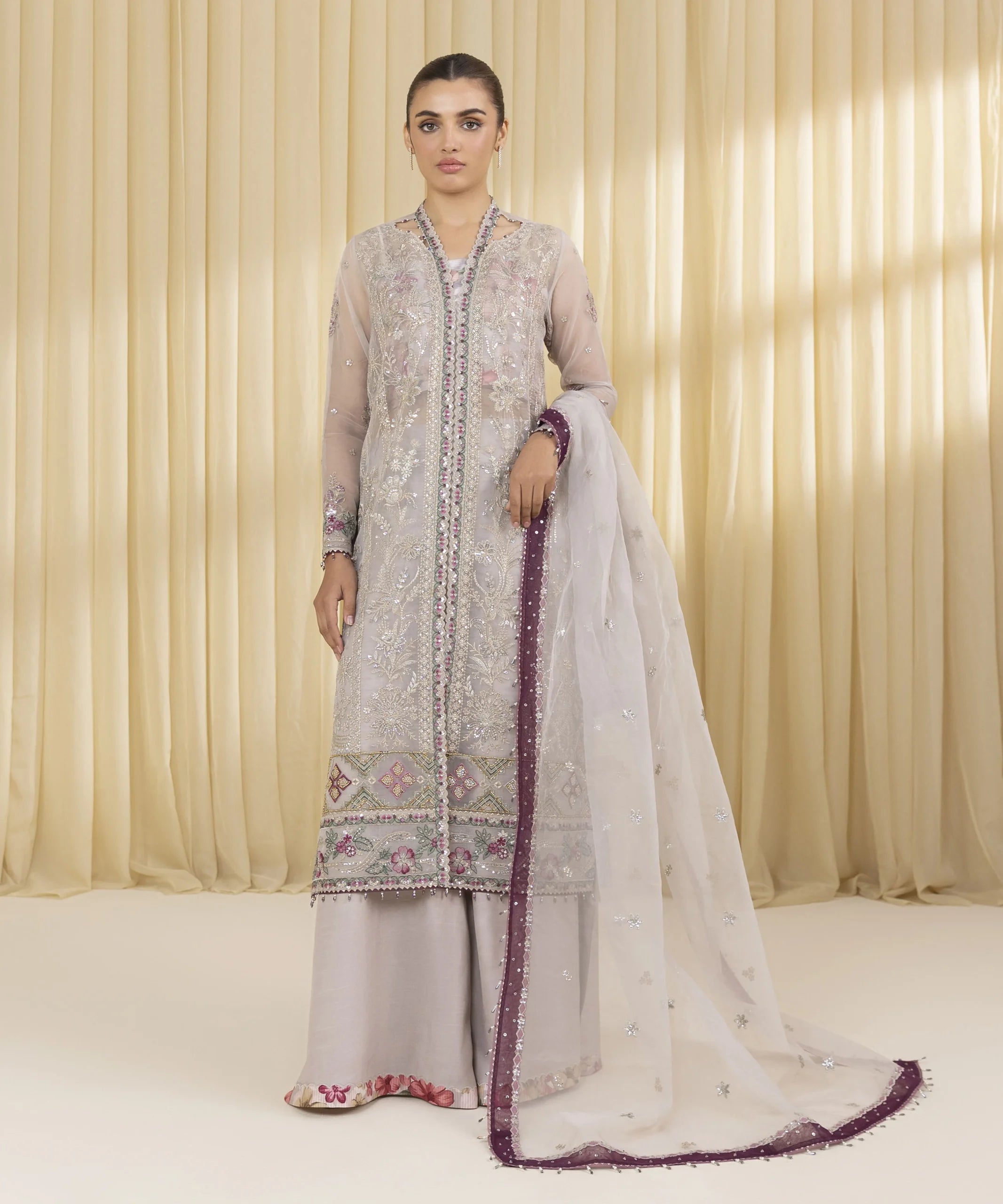 Sapphire 3Pc Embroidered Organza Suit U3FEHE25V312 gulbuy.com