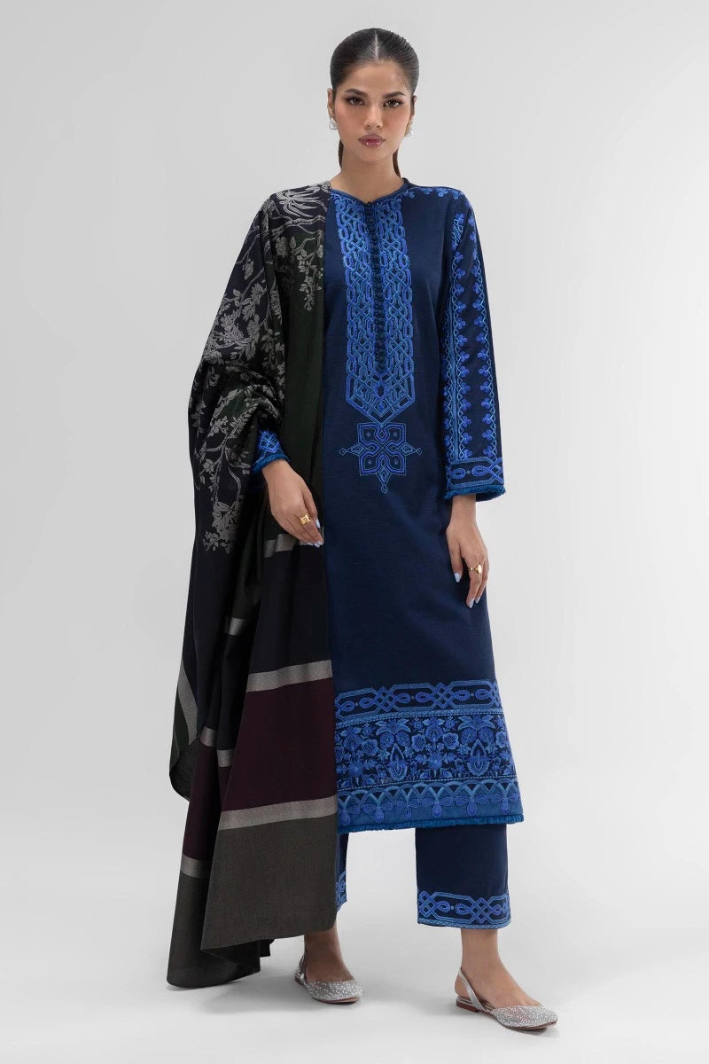 Ethnic 3Pc Embroidered khaddar Suit E0467/203/622 L gulbuy.com