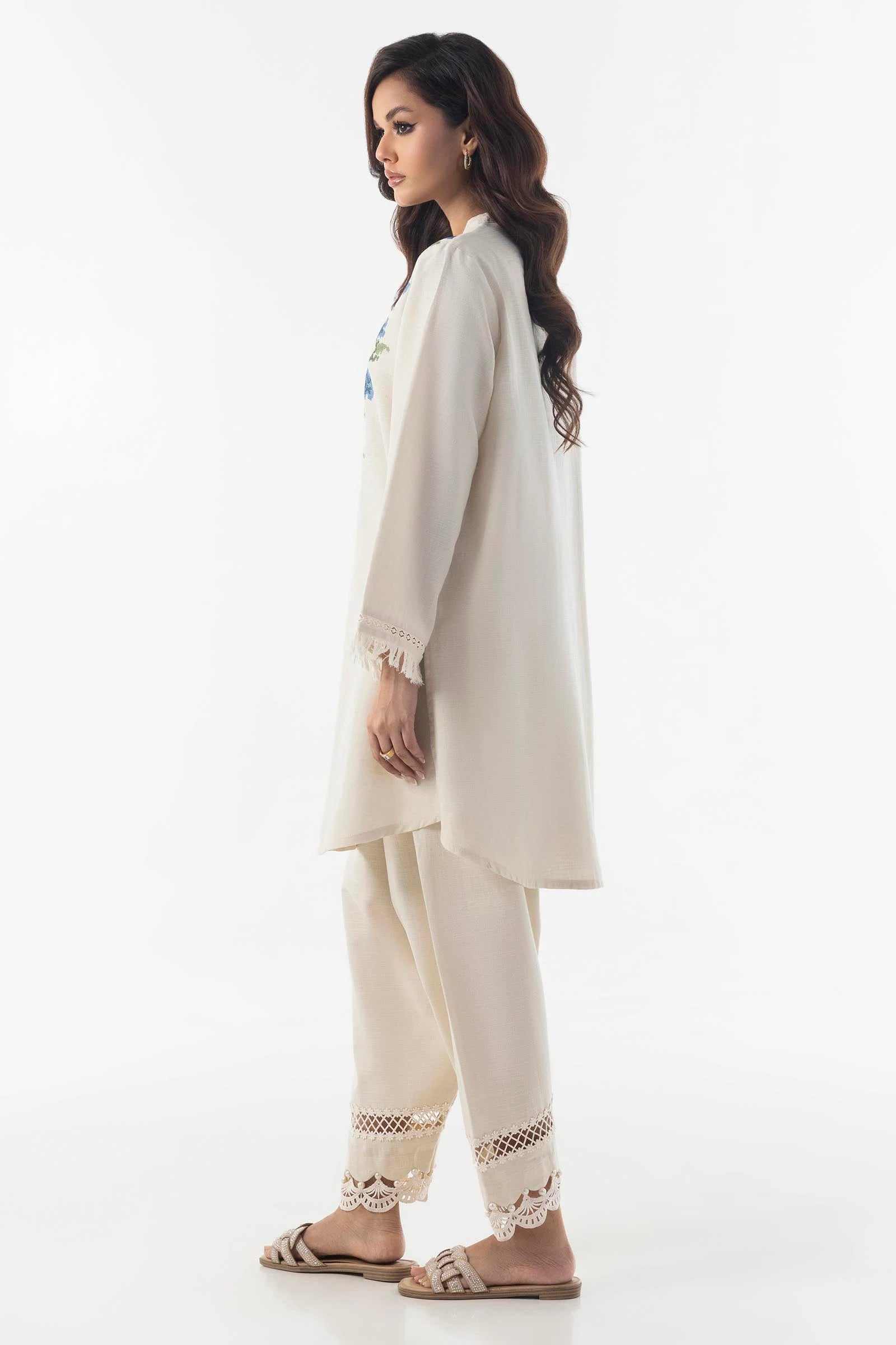 Sana Safinaz 2Pc Embroidered Slub Khaddar Suit FW24ESE332P2T gulbuy.com