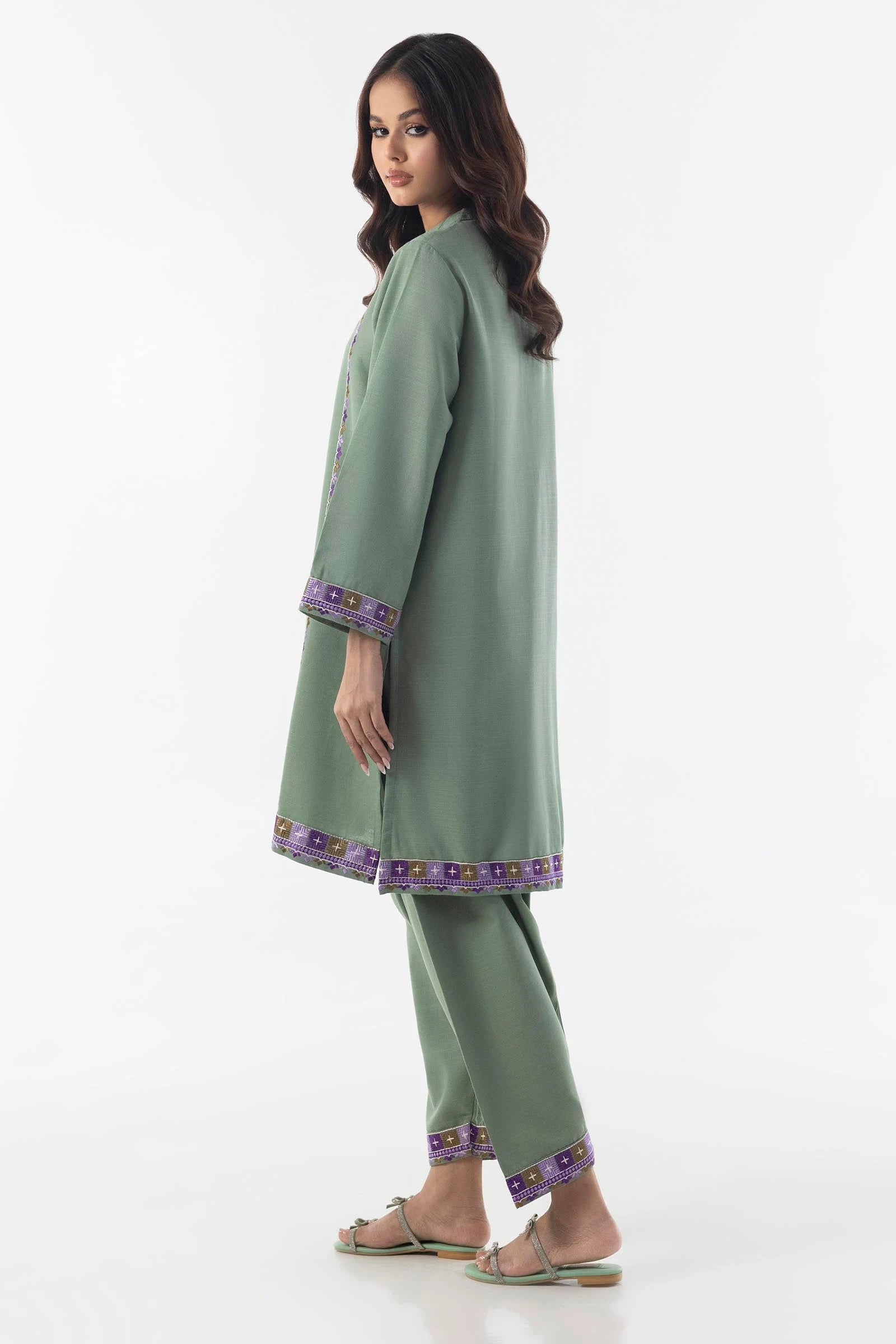 Sana Safinaz 2Pc Embroidered Slub Khaddar Suit FW24ESE336P2T gulbuy.com