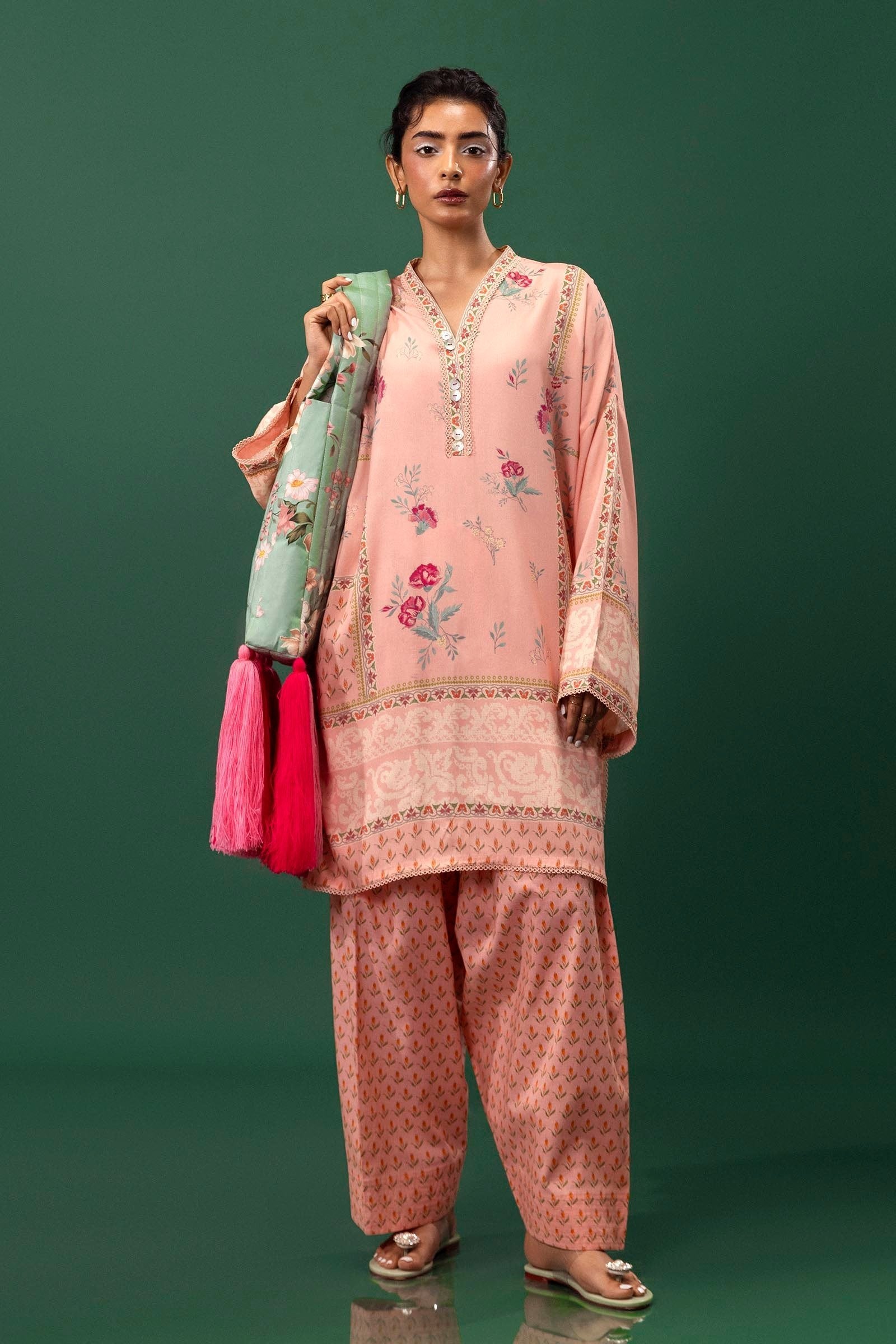Sana Safinaz 2PC Embroidered & Printed Linen Suit (H243-008A-2AC)