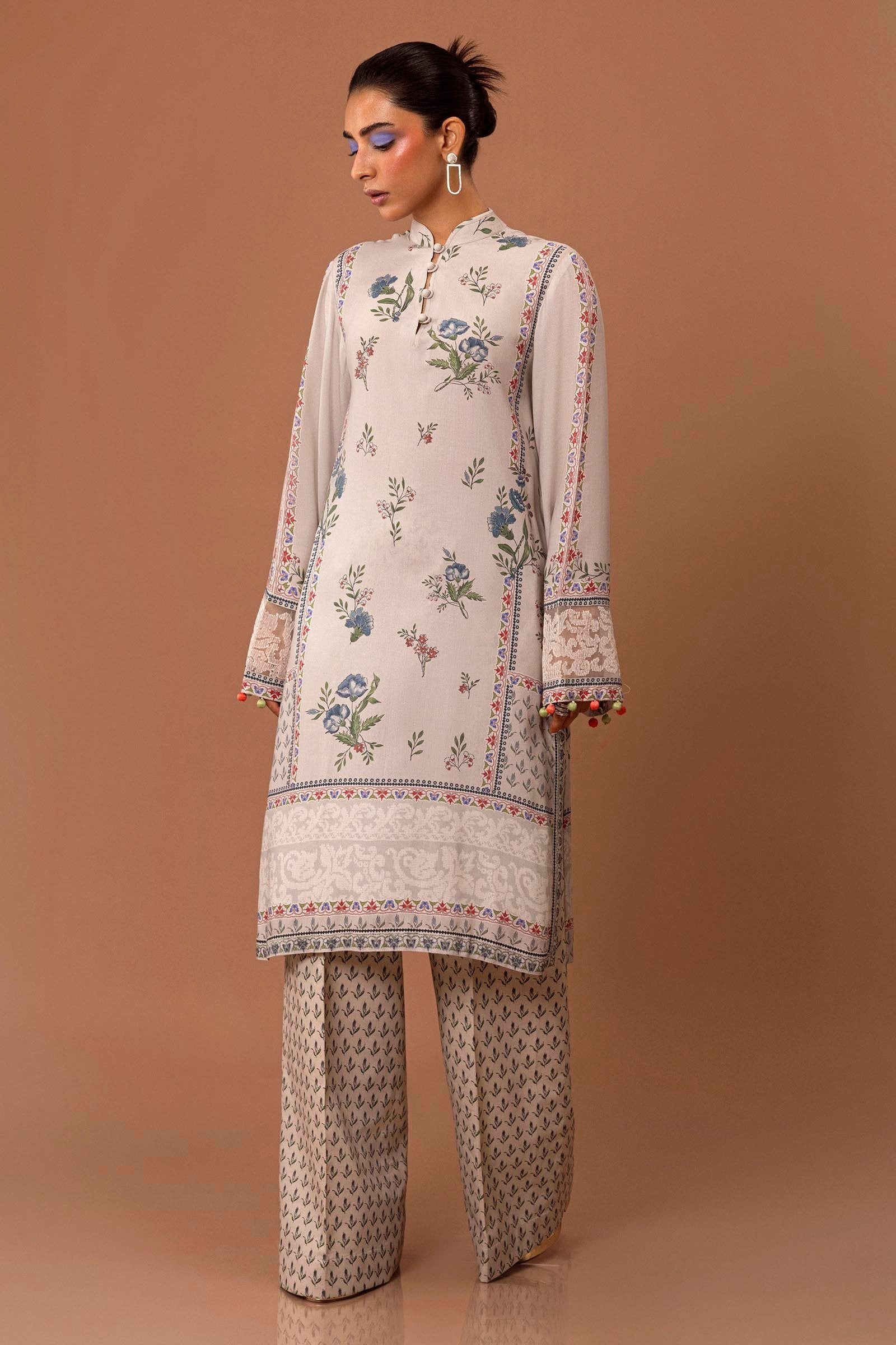 Sana Safinaz 2PC Embroidered & Printed Linen Suit (H243-008B-2AC)