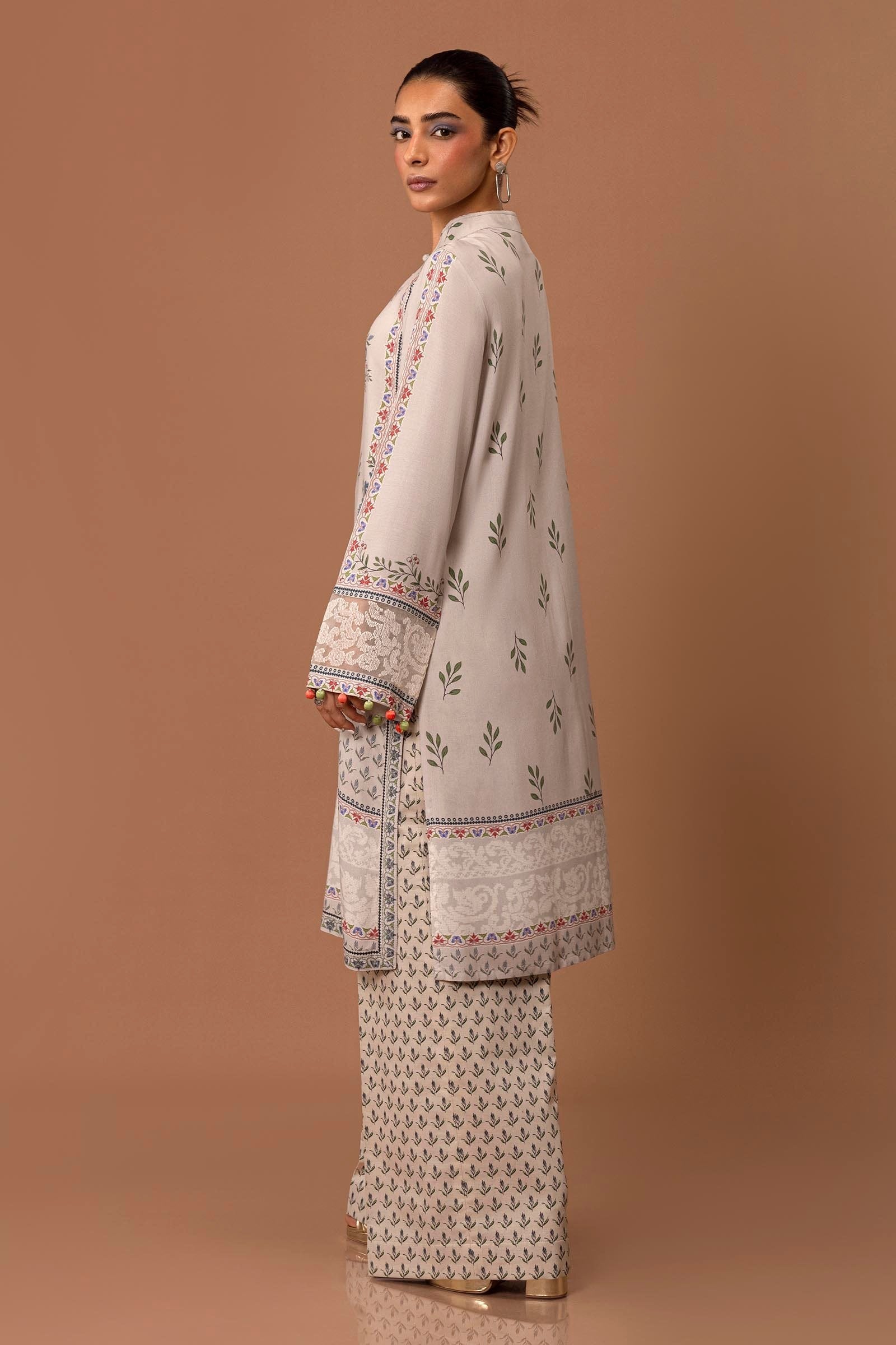 Sana Safinaz 2PC Embroidered & Printed Linen Suit (H243-008B-2AC)