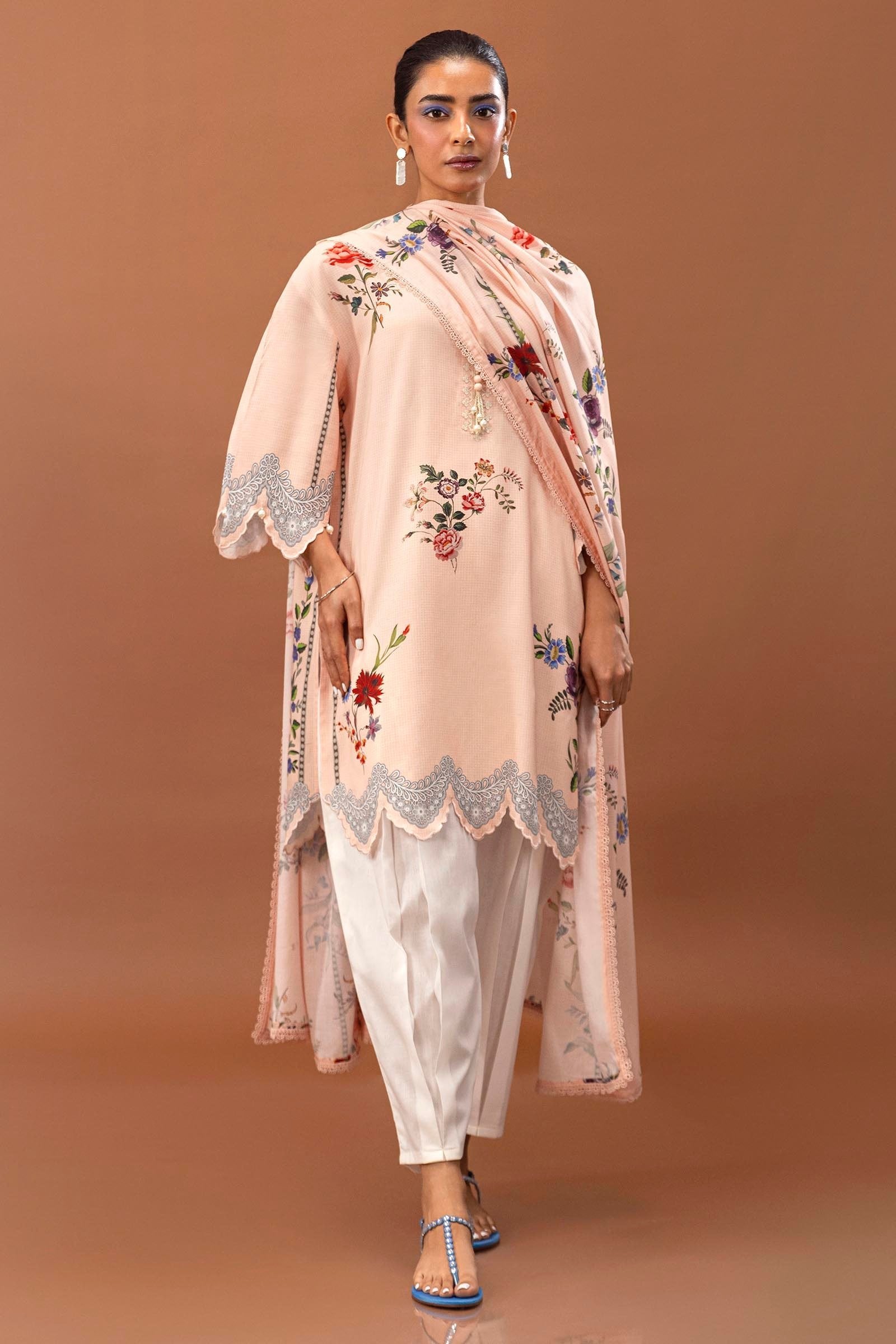 Sana Safinaz 2PC Embroidered & Printed Linen Suit (H243-012A-2DC)