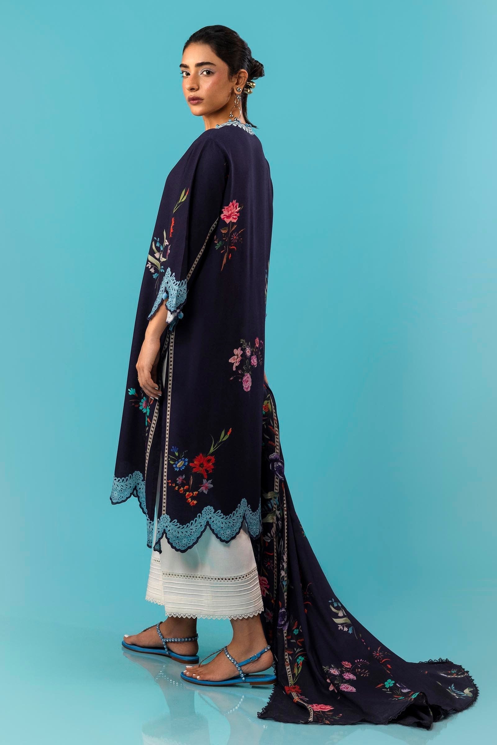 Sana Safinaz 2PC Embroidered & Printed Linen Suit (H243-012B-2DC)