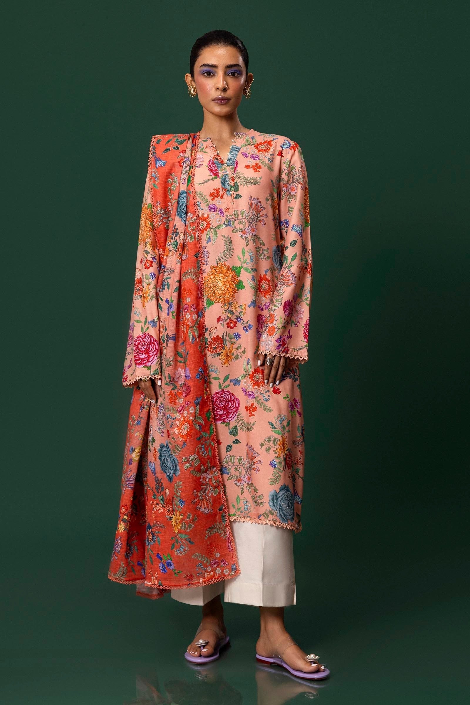 Sana Safinaz 2PC Embroidered & Printed Linen Suit (H243-015B-2BQ)