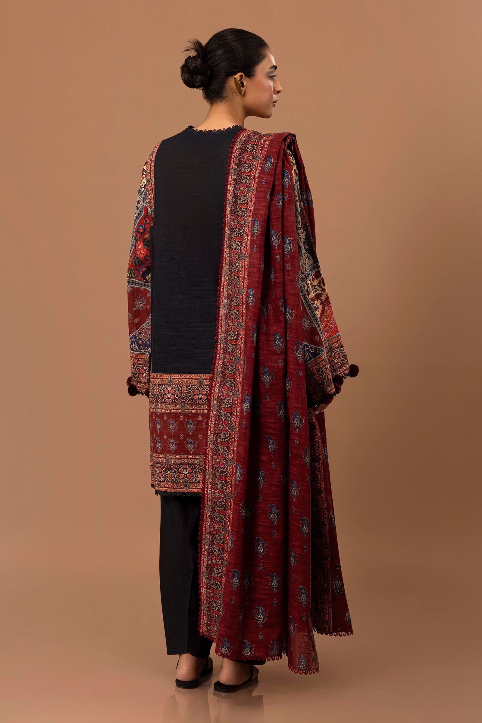 Sana Safinaz 2PC Embroidered & Printed Khaddar Suit (H243-019A-2BQ)