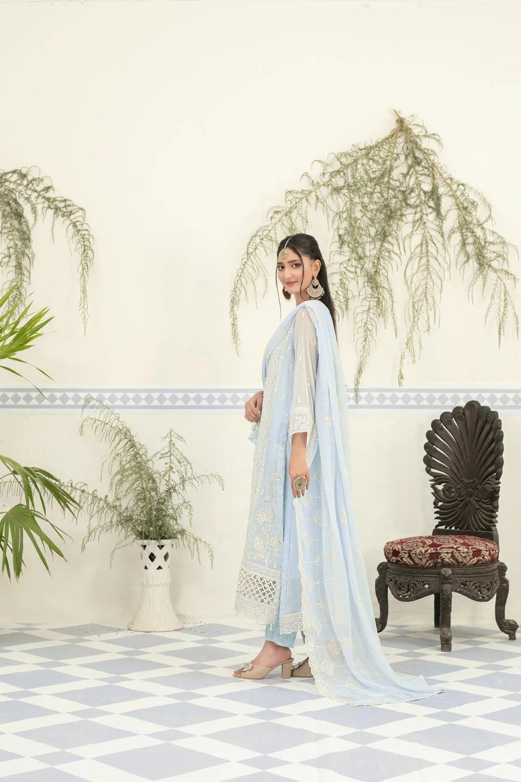 Tawakkal 3Pc Embroidered Chiffon Suit D-2016 gulbuy.com