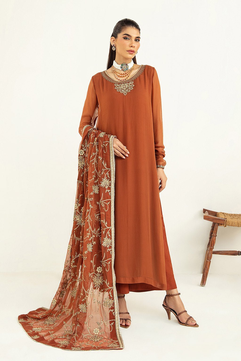 Vanya 3 Piece Chiffon Raw Silk Suit (EM-13)