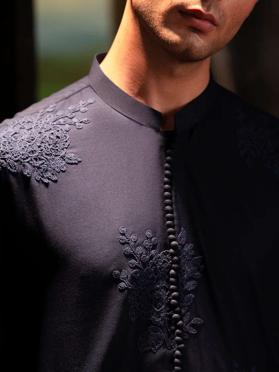Almirah Navy Blue Blended Kurta Trouser-AL-KT-3126B gulbuy.com