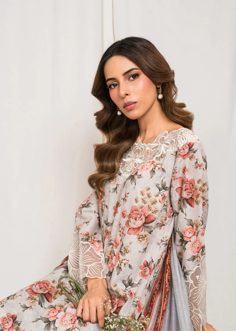 Sahibas By Mirza 3Pc Embroidered Lawn Suit Zenobia-Grey gulbuy.com