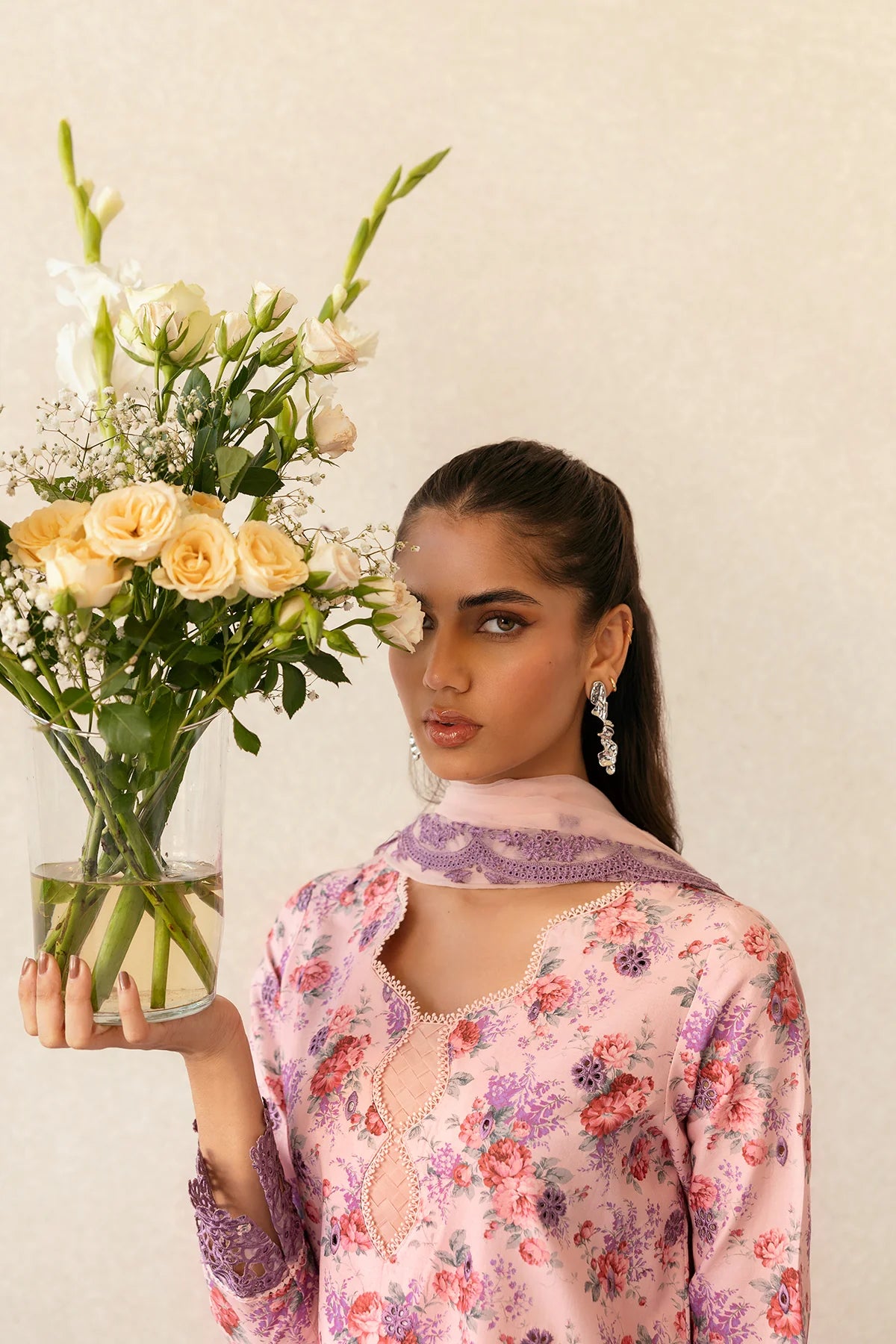 AFROZEH 3Pc Embroidered Lawn Suit Rain Dusk Laced gulbuy.com