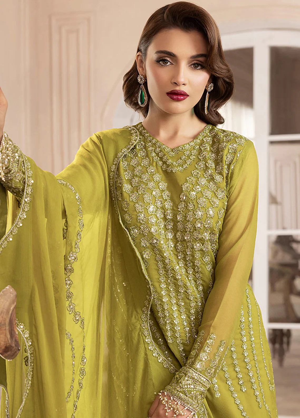 Sahane 3Pc Embroidered Chiffon Suit CT-19001 Eve gulbuy.com