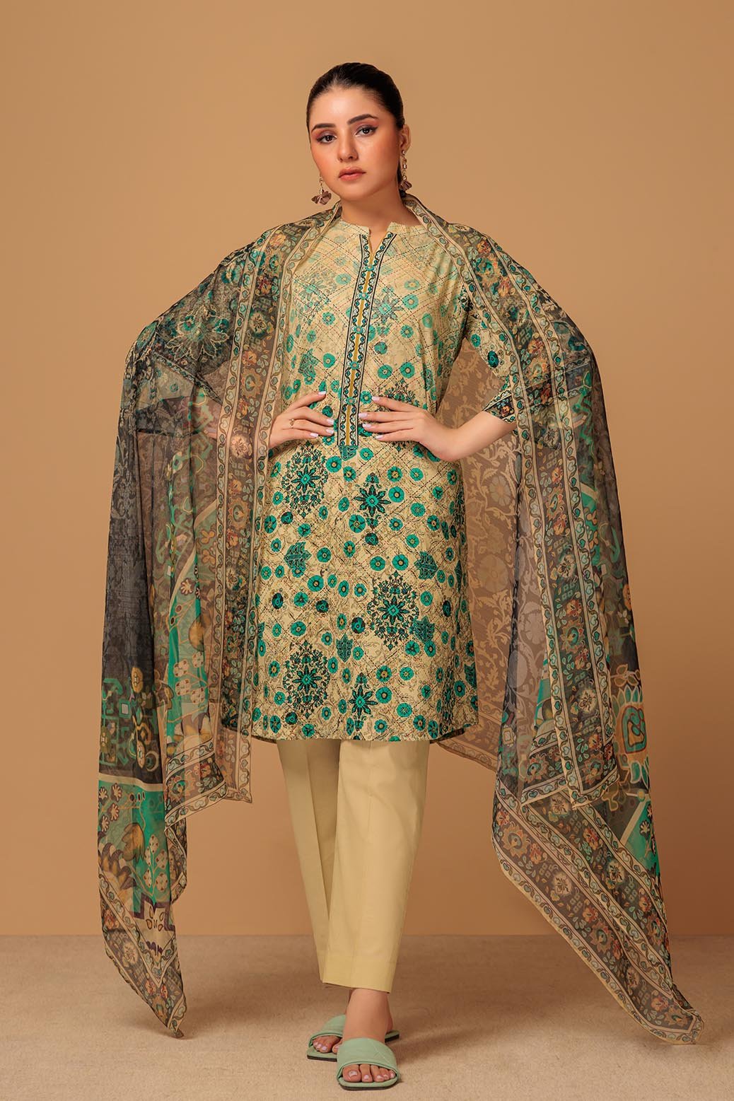BONANZA SATRANGI 3PC PRINTED CAMBRIC SUIT (RSR233P32)