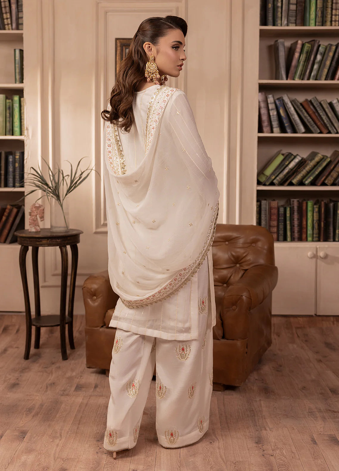 Sahane 3Pc Embroidered Chiffon Suit CT-19005 Perle gulbuy.com
