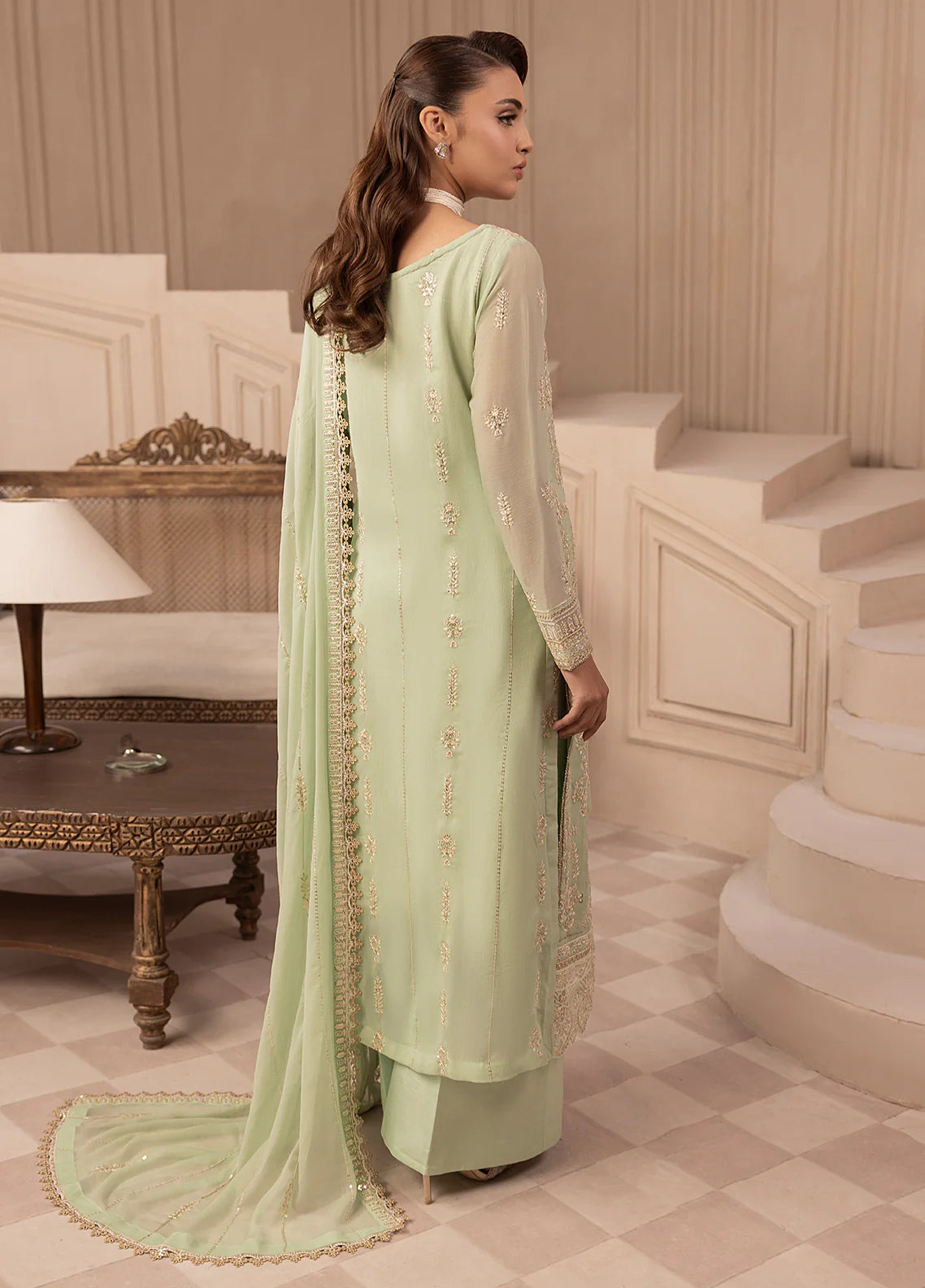 Sahane 3Pc Embroidered Chiffon Suit CT-19004 Emera gulbuy.com