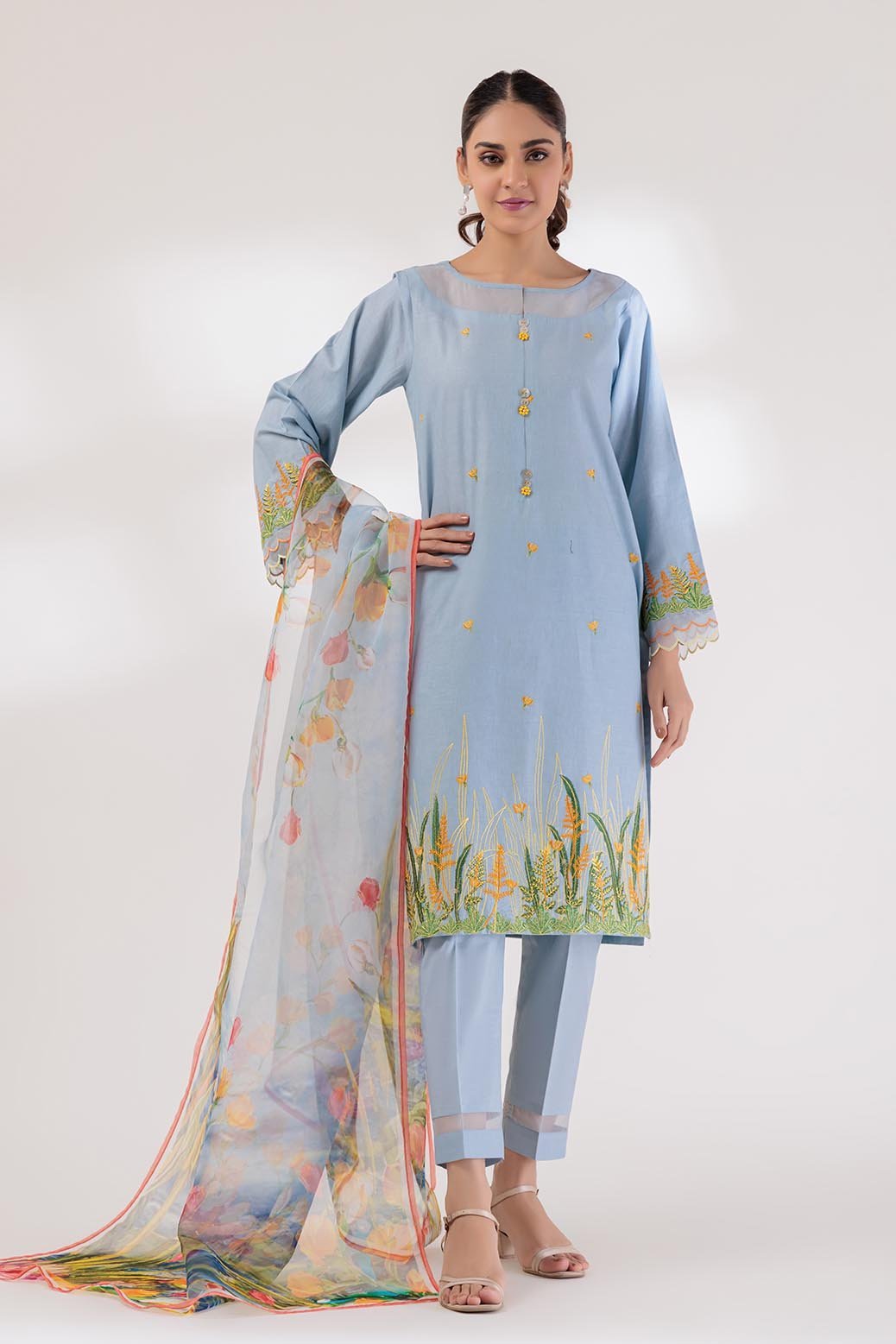 BONANZA SATRANGI 3PC EMBROIDERED CAMBRIC SUIT (1S24E3P234)